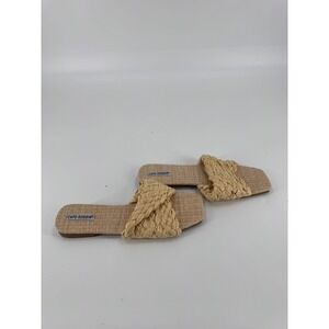 Cape Robbin Women Straw Woven Slide Sandals Beach Vacation Summer Flats Beige 9